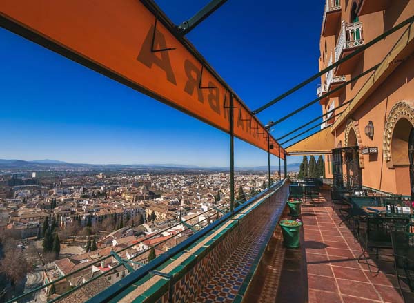 Rooftop bar Hotel Alhambra Palace in Granada