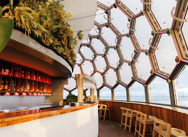 Rooftop bar Babylon 360º at Vasco da Gama Tower in Lisbon