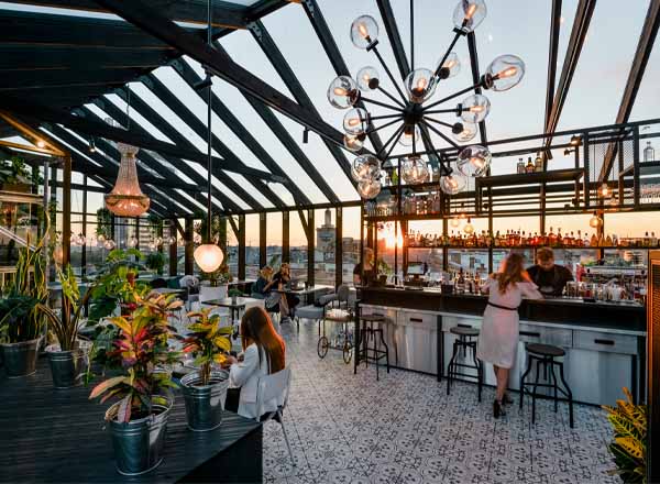 Rooftop bar Herbary in Riga