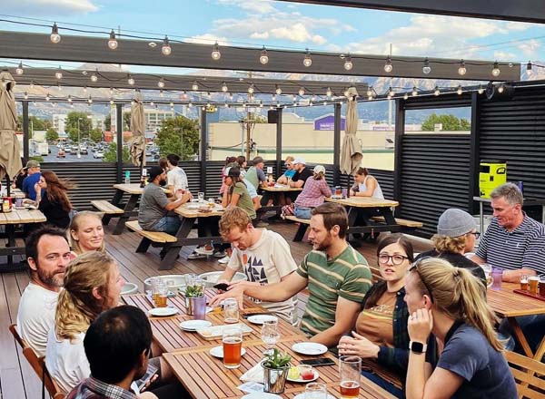 Rooftop bar Grid City Beer Works in Salt Lake City